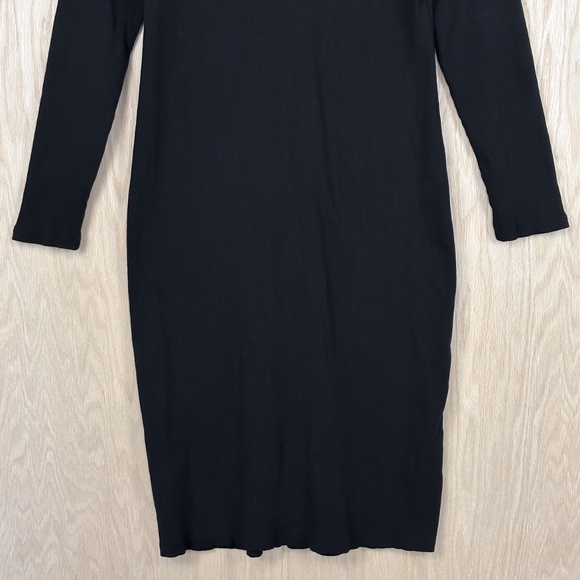 Gap Black Button Down Midi Shirt Dress – Long Sleeve, Collared, Ribbed Knit - Picture 8 of 10
